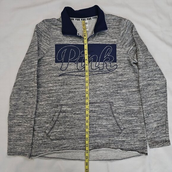 Victoria's Secret PINK Women's Gray/Blue Quarter Zip Mock Neck Sweatshirt S/P - Picture 8 of 10
